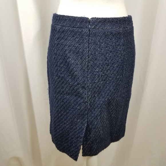 J Crew The Pencil Skirt 4 Wool Navy - Picture 4 of 14